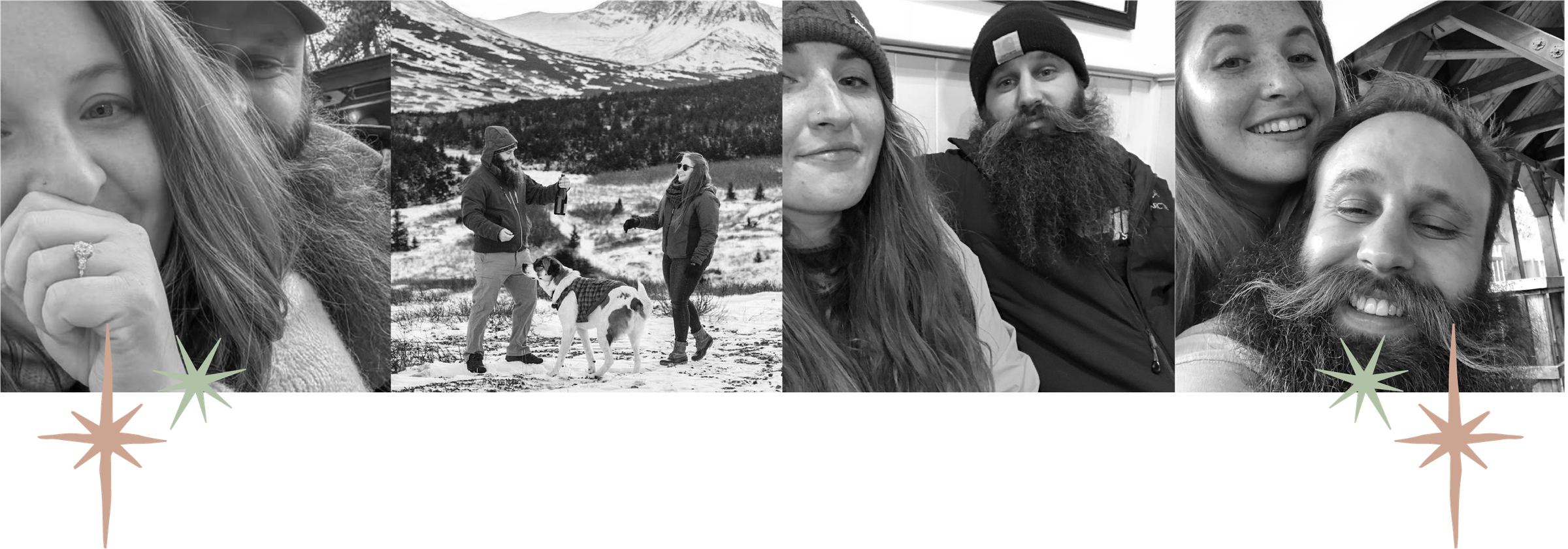 Anthony and McKayla in four photos together, with sparkle accents